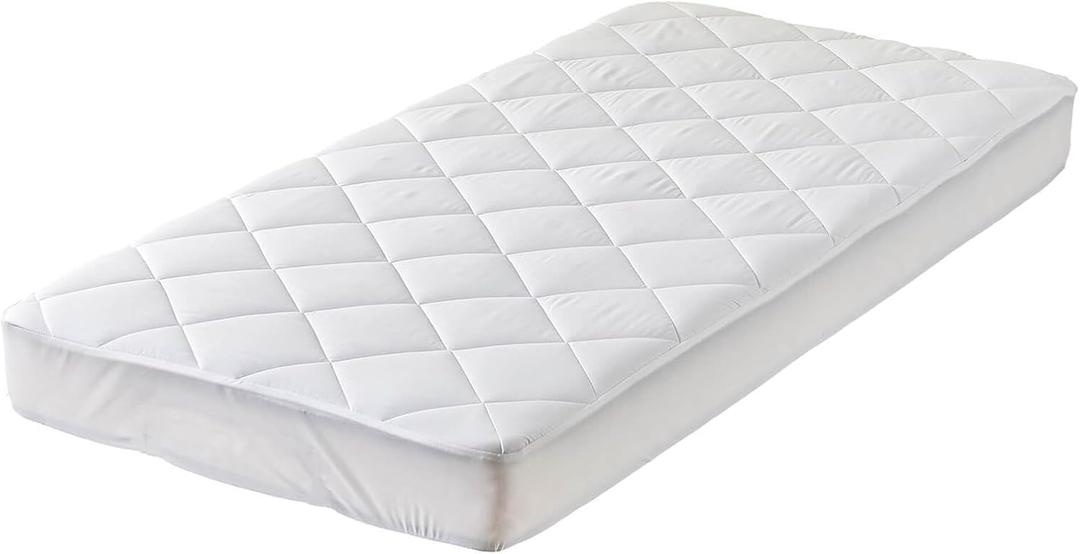 Kingnex Twin XL Mattress Topper for Extra Long Twin Bed Dorm Room Size Fluffy Matress Cover Quilted Fitted Mattress Pad with Deep Pocket (White)