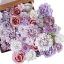 Floweroyal 2 Layers Artificial Flowers Combo Purple Flowers Mix Silk Flowers Dahlia Roses with Stems for Wedding Bridal Bouquets, Baby Shower, Floral Arrangement, Table Centerpieces (Full)