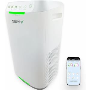 Nuwave Oxypure Zero Air Purifier with Washable Reusable Filters for Large Room | Smart Air Cleaners 99.9% Removal 0.1 Micron Particles | Dual Odor Sensor, Sleep Mode, 6 Fan Speed & Timer, App Control