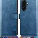 SUANPOT Compatible with Samsung Galaxy A17 5G Wallet case with RFID Blocking Credit Card Holder,Flip Book PU Leather Protective Cover Women Men for Samsung A17 Phone case Sky Blue
