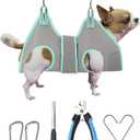 Dog Grooming Hammock Harness, Small Dog Groming Sling, Gray Dog Hanging Harness for Nail Trimming,Dog Nail Clipping Hanger Restraint Holder (XXS (8 LB Max) Silver Grey 4-9in)
