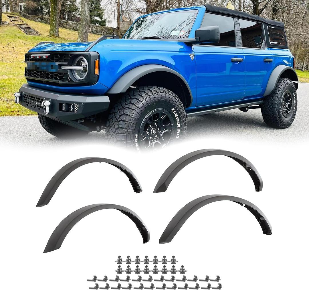 Sasquatch Package Fender Flare Kit for 2021-2026 Ford Bronco 2/4 Door Exclude Sport & Raptor, 5.3" Wide Wheel Eyebrow Protector, Replace OE M-9164-BFK M2DZ-16268-AA, Front & Rear, Black, 4pcs