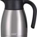 GiNT 34Oz Thermal Coffee Carafe, Insulated Stainless Steel Coffee Carafes for Keeping Hot/Double Walled Vacuum Coffee Carafe (Silver, 1L)