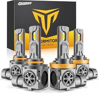 Termitor Brightest H11 9005 Light Bulbs Combo, 150,000LM Ultra Bright 6500K, H11/H9 + 9005/HB3 Driving Light Bulbs with Fan, CANBUS Ready Plug and Play, Off-Road Use or Fog Light, Pack of 4