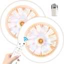 Socket Fan Light - 2 Pcs Socket Fan Ceiling 10" Fan With Light and Remote, E26 Base, 3 Speed Wind Adjustment, 3000-6500k Dimmable LED Light for Bedroom, Kitchen (Gold)