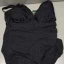 Blooming Jelly Women One Piece Swim Dress Tummy Control Swimsuits Slimming Mesh Sheer Sarong Wraps Bathing Suit (X-Large, Black)