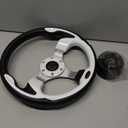 12.5inch Boat Steering Wheel, 3/4 Inch Axle Marine Steering Wheel Adapter, Yachts, Pontoon Boats white