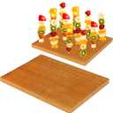Wooden Food Skewer Holder Pick Stand and Display Holder Catering Appetizer Fruit Skewer Stand Food Display Rectangular Board with Holes for Catering(13.78 x 9.84 Inch,Rectangle Style)