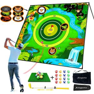 Golf Chipping Pomg Game with 80" x 80" Battle Target Mat Set