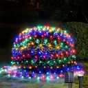 WBao Solar Christmas Lights Outdoor 200LED F8 Big Bulbs, 8.4ft x 5.2ft Christmas Net Lights with Remote Control, 8 Modes, Timer, Waterproof for Lawn, Bushes, Trees Outdoor Xmas Decorations, Multicolor