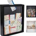 GraduationMall 8x10 Top Loading Shadow Box Frame with HD Glass,Wood Display Case with Slot,1.25 inches Interior Depth,Ideal for Wine Bottle Caps,Tickets,Shells,Stamps and More,Black