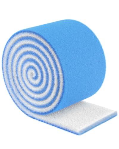 Pawfly Aquarium Filter Floss Roll, 79 x 12 x 1.2 Inch Cuttable Aquarium Filter Pad, Blue and White Aquarium Filter Media Roll for Freshwater Saltwater Fish Tanks & Small Ponds