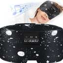 LC-dolida Sleep Mask with Bluetooth Headphones, Extra Large Silk Eye Mask for Sleeping Side Day Sleepers, Sleep Headphones Bluetooth 5.4 for Women Men with Thin Speaker, Blackout, Comfort, Microphone
