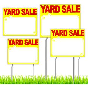 Yard Sale Signs with Stakes, Weatherproof for Yard & Garage Sale (Yellow)