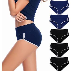 CAILECOTTON Womens Underwear Cotton Briefs for Women Plus Size Panties for Women Pack 2/5
 M