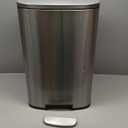 Amazon Basics LARGE Trash Can, 13.2 Gallon (50L), Smudge Resistant Rectangular Bin with Soft-Close Lid, Step Foot Pedal, Removable Inner Bucket, Brushed Stainless Steel, Satin Nickel Finish