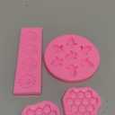 4 Pcs Bumble Bee Silicone Mold Honeycomb Sunflower and Bee Fondant Molds Kit Cupcake Hive DIY Chocolate Fondant Candy Cookies Crafting Party Wedding Cake Sugar Dessert Decorating Baking Mold (Pink)