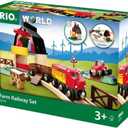 BRIO World Farm Railway Set - 20-Piece FSC-Certified Wood Train Set & Accessories - Works with All BRIO Wooden Railway Sets - Includes Barn, Tractor, Hay Crane, Tracks & More - Fun for Kids Ages 3+