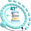 JKSHMYT Weighted Hula Circle Hoops for Adults Weight Loss, Infinity Fitness Hoop Plus Size 47 Inch, 24 Detachable Links, Exercise Hoop Suitable for Women and Beginners (Cyan)