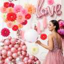 Geyee 18 Pcs Mexican Paper Flowers Colorful Fiesta Tissue Paper Flowers Pom Poms Mexican Carnival for Floral Party Backdrop Wedding Birthday Party Craft, 6" 8" 10"(Pink Series)