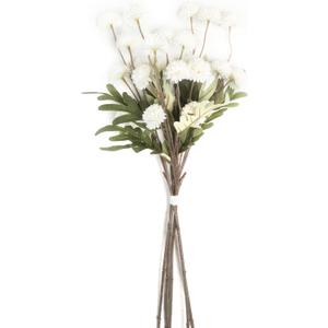 Artificial White Mums Flowers, 5 Pcs Faux Mums Mini Chrysanthemum Flowers Bulk with Stems, Floral Arrangements for DIY Bouquet Home Wedding Table Centerpiece Decor