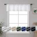 3 Pcs Light-Filtering White Valance for Windows, Soft Cafe Short Curtains, Herringbone Textured Rod Pocket Curtains for Bedroom, Size  41x16