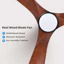 heimo 52 Inch Ceiling Fan with Light and Remote,Wood Outdoor Ceiling Fans with Lights Dimmable for Bedroom Living Room Patios Kitchen Modern 3 Blade Propeller Indoor Fan (Walnut)
