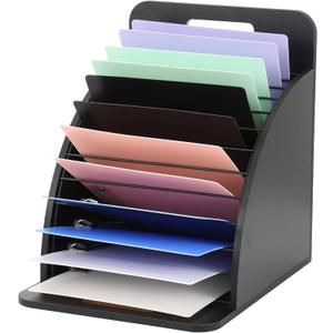 Clipboard Holder Wooden Storage Clipboard Holder Rack - with Raised Side Panel Black Clip board Organizer - for Classroom Office School Teacher Organizing (Clip Boards Not Included)