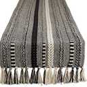 DII Farmhouse Braided Stripe Table Runner Collection, 15x72 (15x77, Fringe Included), Black
