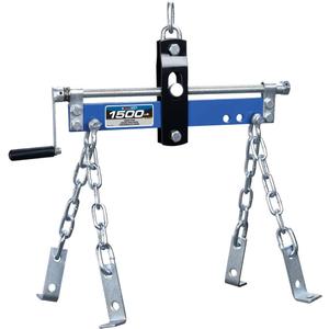 K Tool International XD62115 Automotive Engine Crane Sling for Garages, Repair Shops, and DIY, 1,500 lbs. Capacity, Hand Crank, Bearing Mounted Drive Screw, (4) Mounting Chains/Brackets