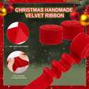 6 Yards Velvet Wrapping Ribbon, 2 Roll Wedding Silk Frayed Handmade Velvet Ribbon for Wrapping Wedding Bouquet Invitation Cards Handmade Crafts Bouquet Gift Wreaths Decor (Red, 2 Inch)