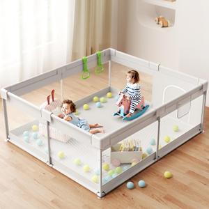 ZEEBABA Extra Large Baby Playpen - Playpen for Babies and Toddlers, Play Pen with Gate, Play Yard Baby Fence Play Area Zone Indoor, Sturdy Kids Play Pin (Gray, 6959in)