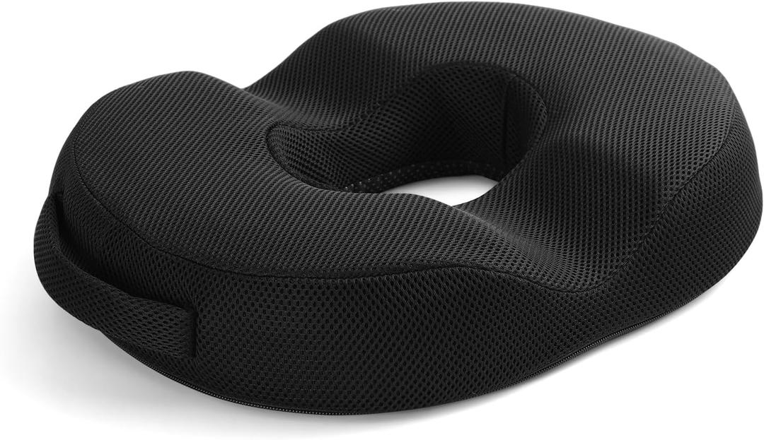 Memory Foam Donut Pillow for Hemorrhoid Seat Cushion Ergonomic for Comfort Sitting, Pain & Pressure Relief for Tailbone, Bed Sores, Postpartum Pregnancy, Butt, Hip