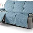 TAOCOCO 100% Waterproof Recliner Covers, Recliner Sofa Covers with Leg Straps, Reversible Recliner Couch Cover for Reclining Chair, Washable Couch Protector for Pets Kids(3 Seater, Sky Blue)