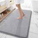 OLANLY Thick Memory Foam Bath Mat Rug 47x20, Extra Soft Absorbent Bathroom Rug, Quick Dry Bath Mats, Non-Slip, Machine Washable Carpet for Bathroom, Tub and Shower, Home Decor Accessories, Grey
