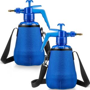 2 Pcs 1.5 Liter Misters Spray Pump Bottle with Full Neoprene Jacket and Built in Carrying Strap Garden Plant Mister Spray Bottle for Spring Personal Cooling Plants Spray Watering(Blue)