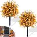 Fall Orange Artificial Flowers with Ground Stakes - 2 Pack 21 Inch UV Resistant Artificial Plants for Garden, Patio or Porch Thanksgiving Decorations