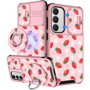 Buleens for Samsung Galaxy S24 FE Case - with Ring Stand & Camera Cover Aesthetic Cute Designed S24FE Case Women Girl Girly Kawaii Strawberry Teen for Samsung S24 FE Phone Case Compatible with Magsafe Buleens for Samsung Galaxy S24 FE Case - with Ring Stand & Camera Cover Aesthetic Cute Designed S24FE Case Women Girl Girly Kawaii Strawberry Teen for Samsung S24 FE Phone Case Compatible with Magsafe