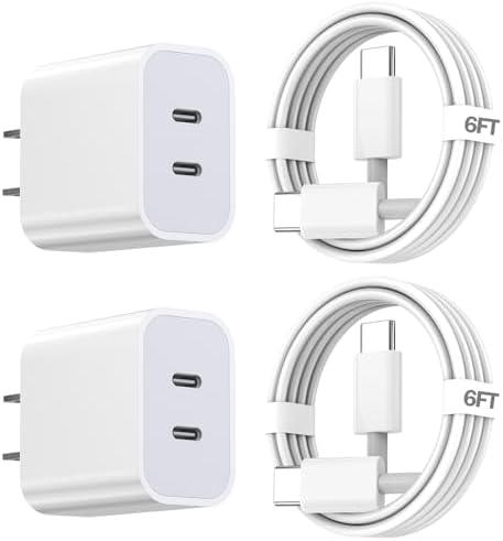 iPhone 15 Charger,Apple Charger Fast Charging,2Pack Dual Port Power Delivery Apple Charging Block,2Pack 6FT USB C to C iPhone 16 Charge Cable,USB C Charge for iPhone 16/15 Pro/iPad Pro/iPad Air/Mini