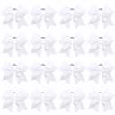 16PCS 8" Large Cheer Hair Bows Ponytail Holder Elastic Band Handmade for Cheerleading Teen Girls College Sports (White, 1 Count (Pack of 16))