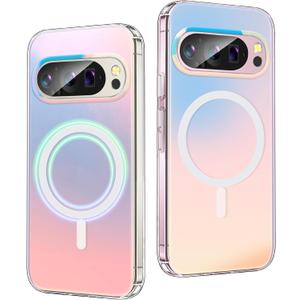 for Google Pixel 9 Pro XL Case Holographic Iridescent [Compatible with Magsafe] Rainbow Unique and Aesthetic Phone Cover for Girls and Women Protective Case for Pixel 9 Pro XL Cover (Irisierend)