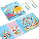 Magnetic Fishing Game for Toddlers Ages 3-8  Montessori Wooden Educational Toy with 28 Fish  Preschool Learning Toy for Fine Motor Skills, Travel, Airplane & Road Trips