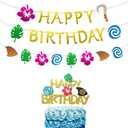 JeVenis Glittery Moana Birthday Banner and Cake Topper - Moana Birthday Party Decoration for Tropical Luau Summer Party