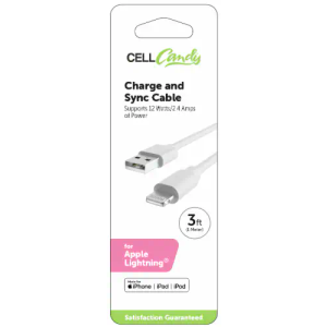 Cell Candy® Charge & Sync Cable for Apple Lightning® - White, 36 in