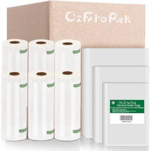 O2frepak 150ct 6pk Mixed Food Vacuum Sealer Bags Rolls BPA Free Sous Vide, Family Pack Max