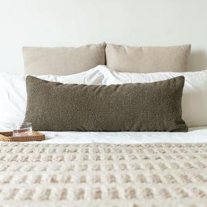 14x36 inch Boucle Lumbar Pillow Cover, Dark Brown Woven Texture Neutral Long Pillow Cover Breathable Cushion Case for Couch Sofa Bed Living Room Home Decor (Cover Only)