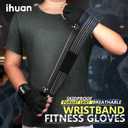 ihuan Ventilated Weight Lifting Gym Workout Gloves with Wrist Wrap Support for Men & Women, Full Palm Protection, for Weightlifting, Training, Fitness, Hanging, Pull ups (Black, X-Large)