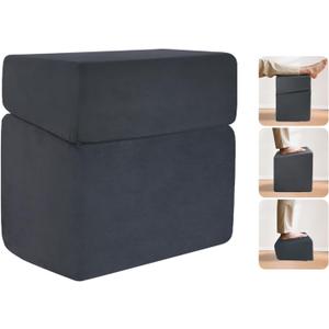 Adjustable Foot Rest for Under Desk At Work - 3-in-1 Ergonomic Foot Stool with Zipper Connection, 6.3"/11.8"/16" Height Adjustable for Office, Home & Gaming (Black)