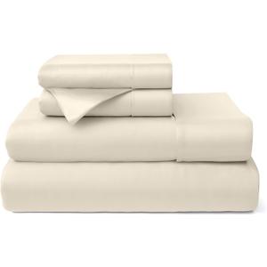 Cosy House Collection 100% Rayon Derived from Bamboo Bed Sheet Set - Cooling, Breathable, Silky Soft 4-Piece Deep Pocket Bedding Set (Queen, Cream)