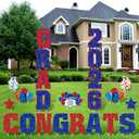 Chunful 23 Pcs 2026 Graduation Yard Sign Decorations,Blue and Red Class of 2026 Congrats Graduation Lawn Signs Large Grad Yard Signs with 46 Stakes for Outdoor Lawn Party Decor Supplies